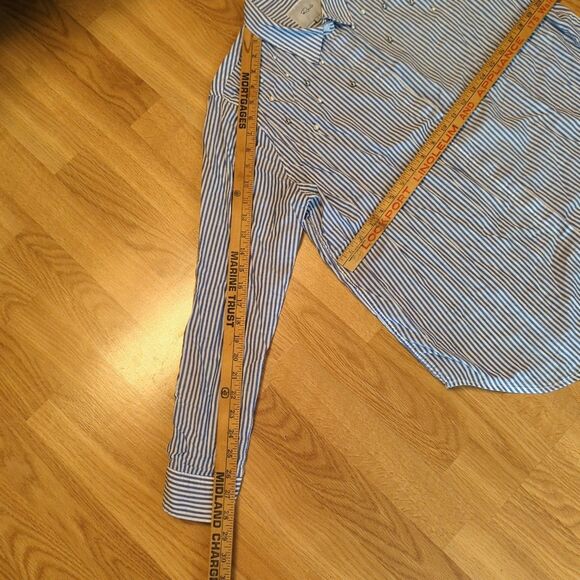 Rails Taylor Banker Stripe Button Up Shirt Top Womens Large Blue White Pearls - Picture 3 of 8